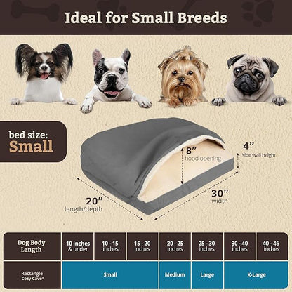 Snoozer Pet Products Luxury Rectangle Cozy Cave Dog Bed with Microsuede, Small, Anthracite