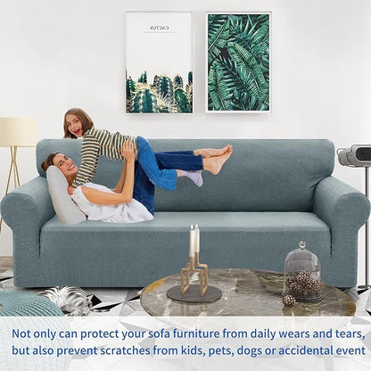 ZNSAYOTX 1 Piece Jacquard Couch Covers for 3 Cushion Couch High Stretch Sofa Cover for Pets Dogs Anti Slip Extra Large Sofa Slipcovers Furniture Protector (X-Large, New Pattern Light Grey)