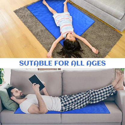 Drydiet Cooling Pad Mat for Sleep Cooling Mattress Pad Gel for Bed, Relieve Pain, Summer Hot Flashes, Adult, Pets, No Water or Electricity Required(Plain,Blue,60 x 20 Inch)