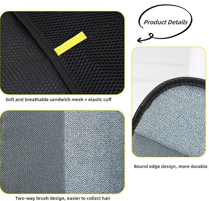 Pet Hair Removal Glove, 3PCS Pet Hair Remover Electrostatic Gloves for Cats & Dogs, Double Sided Reusable Pet Grooming Hair Removal Glove for Washing, Deshedding Furniture, Car, Couch, Carpet