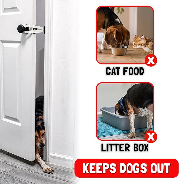 FlexLatch Cat Door Holder Latch - Black Cat Door Alternative Installs Fast Flex Latch Strap Let's Cats in and Keeps Dogs Out of Litter & Food. Safe Baby Proof One Piece No Measuring Extra Easy X-Large