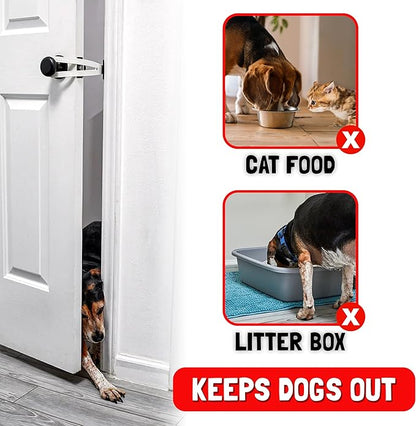 FlexLatch Cat Door Holder Latch - Gray Cat Door Alternative, Flex Latch Strap Let's Cats in and Keeps Dogs Out of Litter and Food Safe Baby Proof One Piece No Measuring Extra Easy