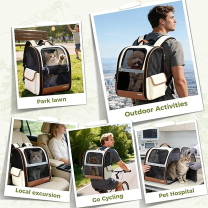 Lekereise Cat Backpack Carriers, Dog Carrier Backpacks with Breathable Mesh for Small Medium Cats Dogs Puppy Up to 17 Lbs, Pet Foldable Carrying Backpack Ventilated for Travel Hiking Collapsible