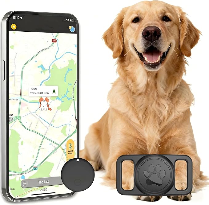 Pet Tracker,GPS Collar for Dogs (iOS Only) Smart tag,Waterproof Compatible with Apple Find My,No Monthly Fee,Advanced Tracking Solution Smart Collar for Pet Safety Ideal Small Large Dogs