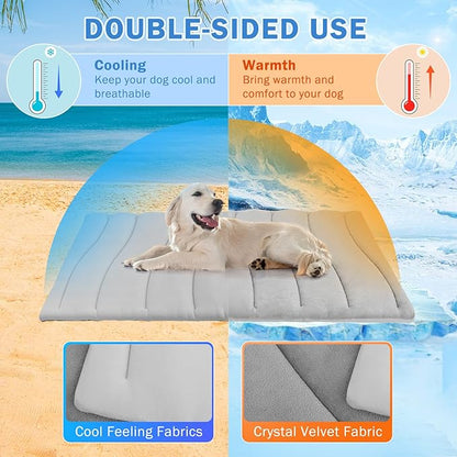 SCENEREAL Dog Cooling Mat for Crate, Thicken Self-Cooling Dog Pad Reversible (Cool & Warm), 36"x23" Pet Cool Bed for M Large XL Dogs,Kennel Sofa Mats Machine Washable, Durable Non-Toxic Gel, Outdoor