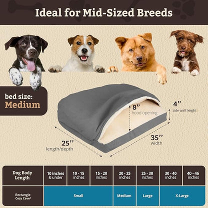 Snoozer Pet Products Luxury Rectangle Cozy Cave Dog Bed with Microsuede, Medium, Anthracite