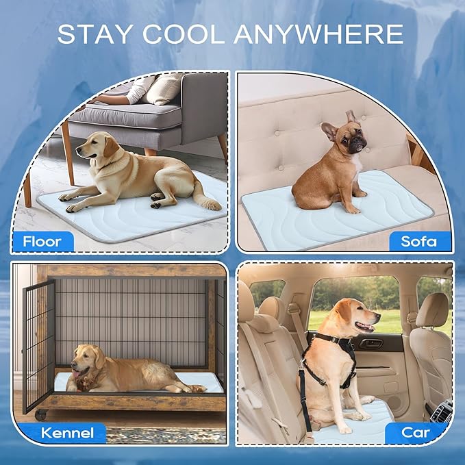 Cozyide Dog Cooling Mat, Extra Large Cooling Mat for Dogs, Reversible Pad for Pet, 40" L x 28" W,Blue