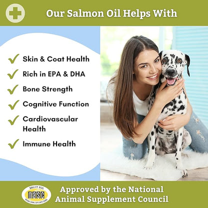 Wholistic Pet Organics Wild Alaskan Salmon Oil for Dogs and Cats - Omega 3 Fish Oil for Dogs & Cats - Cat & Dog Skin and Coat Supplement for Heart, Joints - DHA, EPA Omega 3 Liquid Food Topper - 4 oz