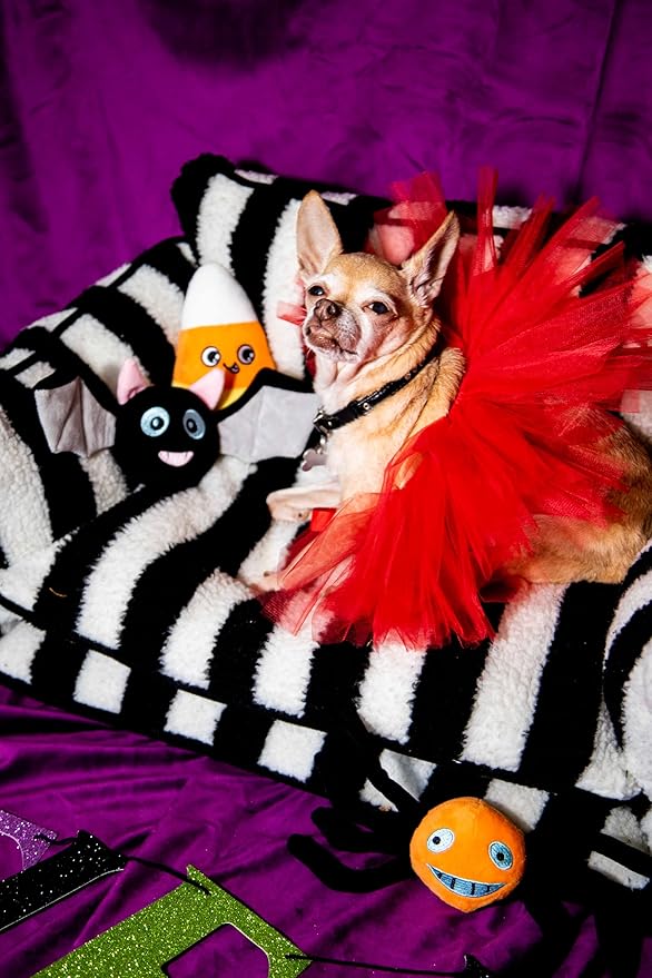 Glow Pups Dog Bed Cozy Sofa, Striped Pattern Cat Bed with Soft Faux Lambswool Cushion, Machine Washable Cotton Blend, Three-Sided Design, Black/White, XX-Large 47.24" L x 27.55" W x 15.75" Th