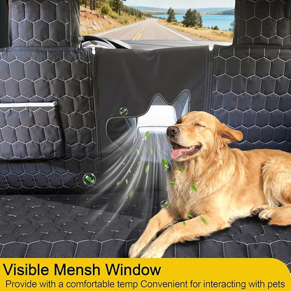 Meginc Dog Seat Covers for Tesla Model Y,Dog Hammock for Tesla with Side Flaps, 100% Waterproof Tesla Model Y Dog Accessories with Mesh Window & Headrest Protector Easy Clean up Pet Car Seat Cover