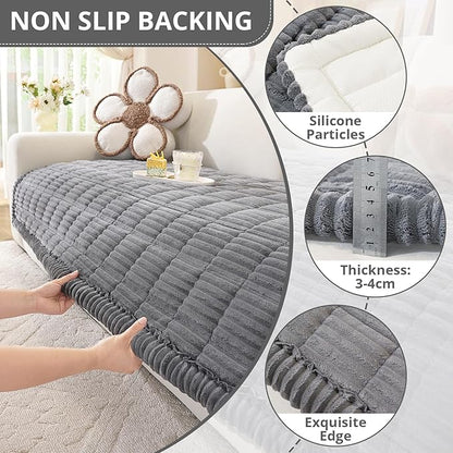 OstepDecor Washable Couch Cover for Dogs, Thick Pet Friendly Sofa Covers, Soft Couch Protector, Paw Cart Sofa Slipcovers, Cushion Protector for Leather, Sectional, Loveseat (27.6" x 59", Dark Grey)