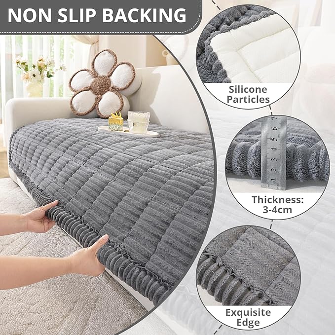 OstepDecor Washable Couch Cover for Dogs, Thick Pet Friendly Sofa Covers, Soft Couch Protector, Paw Cart Sofa Slipcovers, Cushion Protector for Leather, Sectional, Loveseat (35.4" x 82.7", Dark Grey)