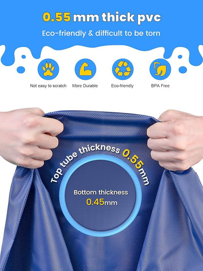VISTOP Non-Slip Splash Pad for Kids and Dog, Thicken Sprinkler Pool Summer Outdoor Water Toys - Fun Backyard Fountain Play Mat for Baby Girls Boys Children or Pet Dog (127 inch, Blue&Blue)