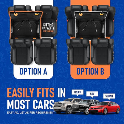 Large Dog Car Seat for Medium Sized Dog or 2 Small Dogs. Waterproof, Mesh Sides with Supporting Rods, Dual Seat Belt, Enclosed, Foldable & Hard Bottom Pet Car Seat. Pet Travel Bed 29.5"X19.7"X19.7"