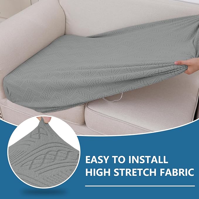 hyha Individual Couch Cushion Covers, Stretch Magic Sofa Seat Cushion Covers Washable, Dog Couch Sofa Slipcover for Pets, Kid with Elastic Bottom(Medium, Grey)