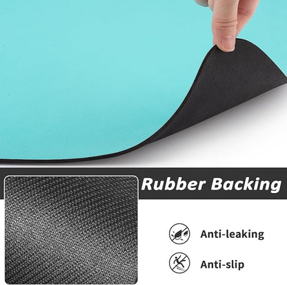 HotLive Dog Food Mat - Absorbent Cat Mat for Food and Water, No Stains Pet Feeding Bowl Mat, Easy to Clean Pet Placemats, Quick Dry Dog Water Dispenser Mat for Messy Drinkers | Teal 12"x 19"