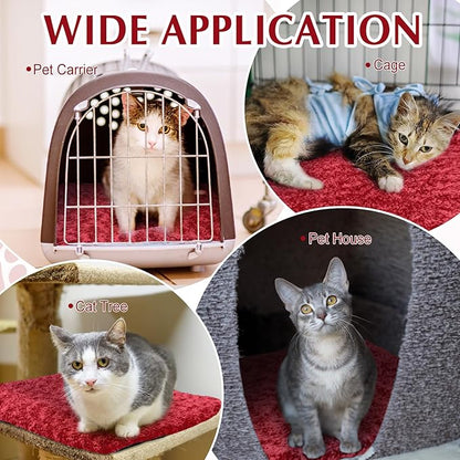 Drydiet 4 Pack Self Warming Cat Pads Self Heating Cat Mat Washable Homeless Dogs Thermal Pads Kennel Pad Reflects Body Heat Warm Crate Bed Mat for Indoor Outdoor Pet(Red,16 x 20 Inch)