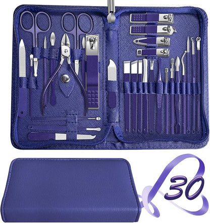 Manicure Set 30 in 1 Nail Clippers Set,Nail Manicure Kit for Women,RedFlow Toenail Clippers,Pedicure Kit,Pedicure Tools,Suitable for Travel Manicure Tools (Navy Blue)