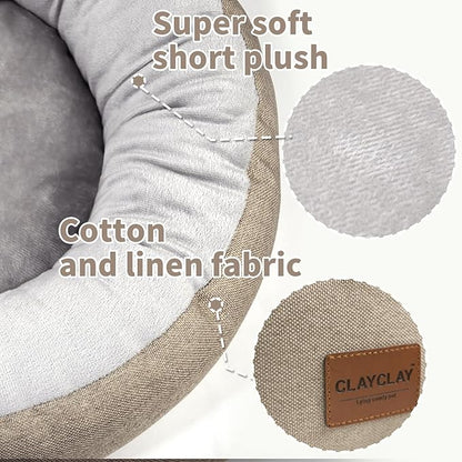 CLAYCLAY Cozy Round Cat Bed – Soft, Comfortable Cushion for Cats & Kittens – Non-Slip, Machine Washable, Plush Sleep Bed for Cats, Ideal for Resting & Napping up to 30lbs