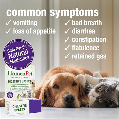 HomeoPet Digestive Upsets, Safe, Gentle, and Natural Cat and Dog Digestive Support, 15 Milliliters