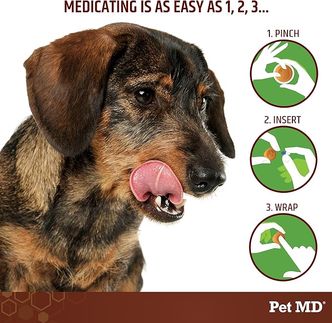 Pet MD Wrap-A-Pill with Dog Probiotics - Pill Wrap for Dogs Medicine - Easy-to-Use Paste to Hide Capsules, Create Pockets and Treats for Dogs - Bacon (4.2oz)