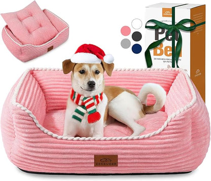 Zerbuger Orthopedic Dog Bed for Large Dogs,Dog Sofa Beds Supportive Foam Pet Couch Bed with Removable Washable Mat and Nonskid Bottom (Large, Pink)
