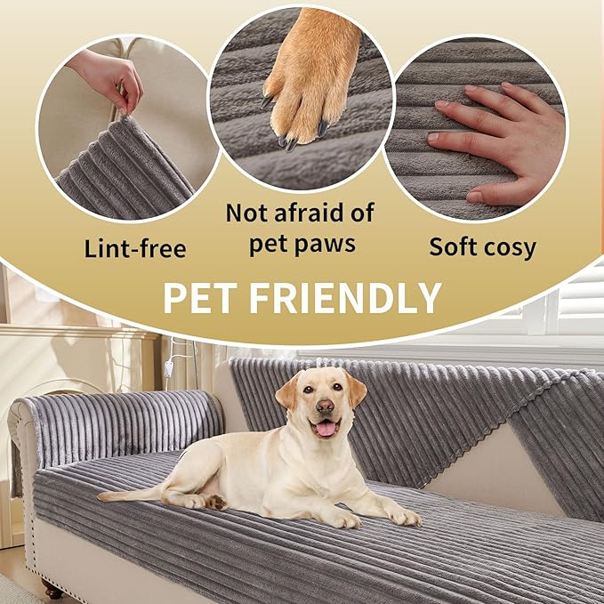 HAOMAIJIA Waterproof Couch Cover for Dogs Washable,Faux Fur Pet Couch Covers for Sofa,Soft Dog Bed Cover Non-Slip Couch Covers for 3 Cushion Couch Sofa Pet Friendly (Grey, 35" x 62")