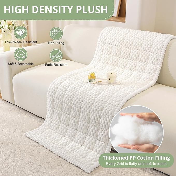 OstepDecor Washable Couch Cover for Dogs, Thick Pet Friendly Sofa Covers, Soft Couch Protector, Paw Cart Sofa Slipcovers, Cushion Protector for Leather, Sectional, Loveseat (35.4" x 63", White)