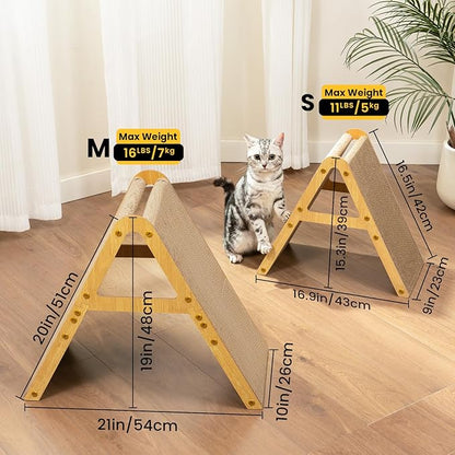 Conlun Cat Scratcher Cardboard with Wood Frame, 3-in-1 Vertical & Horizontal Scratching Pad, Reversible Cat Scratch Board, Durable Furniture Protector for Kittens & Small Cats