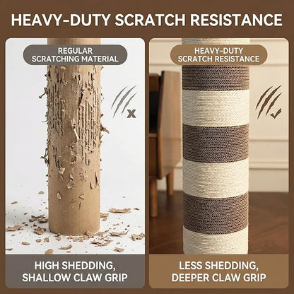 32” Tall Cat Scratching Post – Large Vertical Cardboard Cat Scratcher for Indoor Cats, Modular Replaceable Blocks, Heavy Stable Base, Modern Scratching Post for Adult & Large Cats