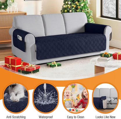 VANSOFY Couch Cover, Waterproof Sofa Covers Washable Slipcover Furniture Protector Couch Seat Covers Non-Slip Couch Cover for Dogs, Pets(Sofa Plus, Dark Blue)