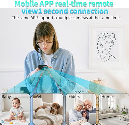 Mini Indoor WiFi Camera Home Security Room Body Cameras Nanny Cam Small Smart Home Outdoor Cams Pet Dog Baby Camera HD House Portable Camaras Motion Detection Night Vision Cam No Need WiFi Door Camara
