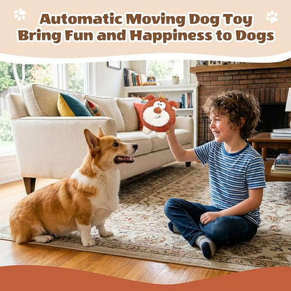Moving Dog Toys, Interactive Dog Toys to Keep Them Busy, Jumping Squeaky Plush Chew Toys for Small Dogs, USB Rechargeable
