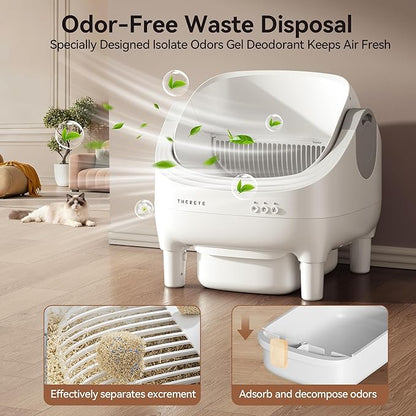 Automatic Litter Box with APP Control, Self Cleaning Cat Litter Box with Dual Safety Sensors, 11L Extra Large Waste Bin, Deodorization, Smart Kitty Litter Box with Mat for Multiple Cats
