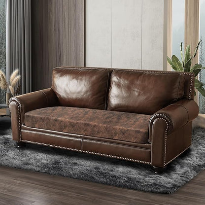 ANARACHON Leather Look Couch Cushion Covers Sofa Seat Slipcovers Sets Couches Furniture Protector for Sectional Armchair Loveseat Pets Kids Stretch Spandex Fabric (1 Cushion Loveseat, Dark Brown)