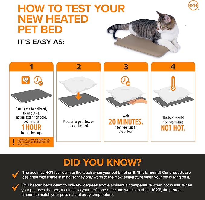 K&H Pet Products Heated Outdoor Cat House for Outside - Thermo Mod Kitty Shelter, Insulated, Waterproof, Heated Floor, Washable Cover, Safety Listed - Small 21 X 14 X 13in Gray 25W