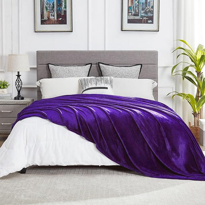 DREAMNINE Extra Large Soft Comfy Fluffy Fleece Bed Blanket King Size 90" x 108", Luxury Huge Decorative Fuzzy Blanket for Bedroom, Big Cozy Shaggy Warm Flannel Blankets for Winter Autumn Pet, Purple