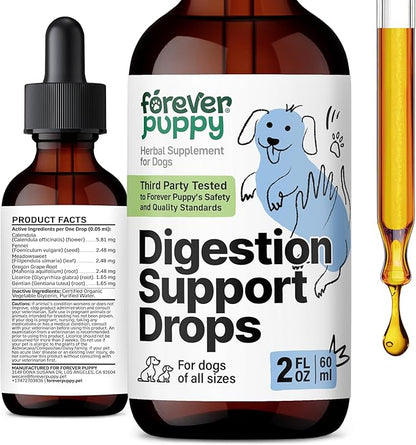Forever Puppy Digestion Drops for Dogs - Fennel Seeds & Licorice Root Extract for Dogs' Gut Cleanse - Liquid Digestive Health Support Fiber Supplement for All Breeds & Sizes - 2 oz