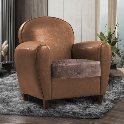 ANARACHON Leather Look Couch Cushion Covers Sofa Seat Slipcovers Sets Couches Furniture Protector for Sectional Armchair Loveseat Pets Kids Stretch Spandex Fabric (1 Cushion Armchair, Light Brown)