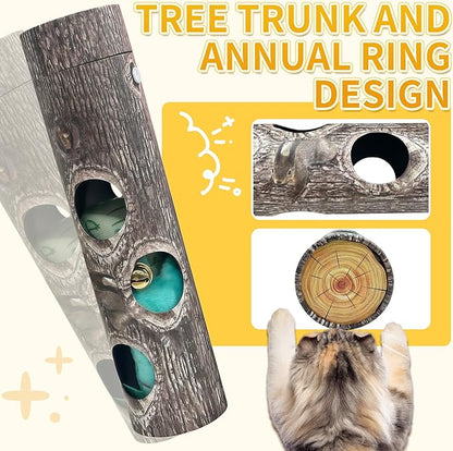 Interactive Cat Toy for Boredom - 6-Hole Roller Box with 3D Pressure-Resistant Paper, Mental Stimulation & Anxiety Relief, Includes Catnip Plush & Bell, Solo Play for Indoor Cats