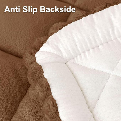 Smiry Fuzzy Couch Cover for Dogs, Non Slip Washable Pet Sofa Cover, Scratch Proof Hair Resistant Plush Sofa Slipcover, Pet Friendly Couch Cushion Protector for Cat, Brown, 27.6" x 88"