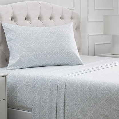 Mellanni Twin Sheets Set - 3 PC Iconic Collection Bedding - Hotel Luxury, Extra Soft, Cooling Bed Sheets - Wrinkle, Fade, Stain Resistant (Twin, Laced Sky Blue)