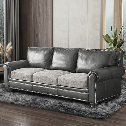 ANARACHON Leather Look Couch Cushion Covers Sofa Seat Slipcovers Sets Couches Furniture Protector for Sectional Armchair Loveseat Pets Kids Stretch Spandex Fabric (3 Cushion Sofa, Griege)