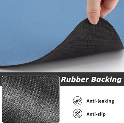 HotLive Dog Food Mat - Absorbent Cat Mat for Food and Water, No Stains Pet Feeding Bowl Mat, Easy to Clean Pet Placemats, Quick Dry Dog Water Dispenser Mat for Messy Drinkers | Paw Blue 12"x 19"