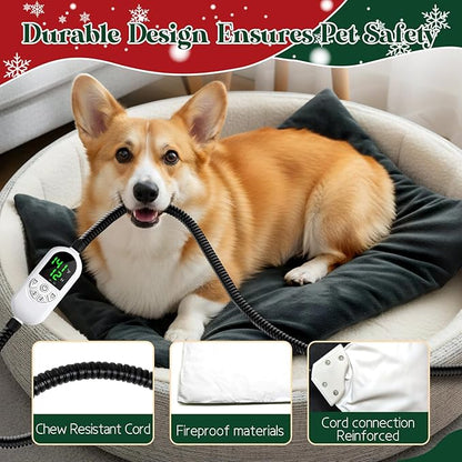 Pet Heating Pad 18x28 Inch, Safe Heated Pad for Dogs and Cats with 12 Level Timer