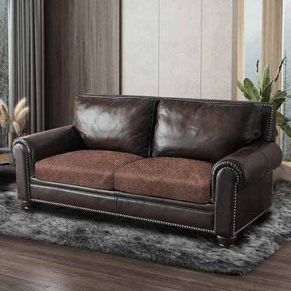 ANARACHON Leather Look Couch Cushion Covers Sofa Seat Slipcovers Sets Couches Furniture Protector for Sectional Armchair Loveseat Pets Kids Stretch Spandex Fabric (2 Cushion Loveseat, Brown)