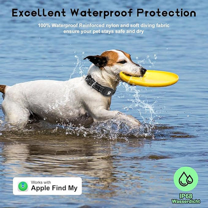 GPS Dog Collar Tracker 2-in-1,Reflective Waterproof Pet Collar,iOS-Only,No Monthly Fees,Unlimited Range,Ideal for Dog Tracking pet Tracker,for Small Medium Large Dogs(M (15"-20.5"), Black)