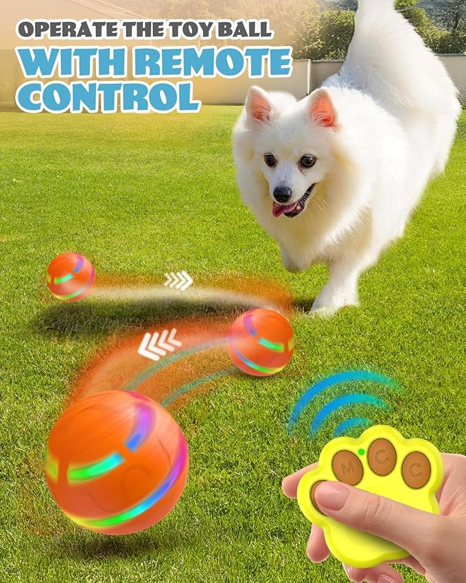 Interactive Dog Toys, Remote Control Interactive Ball for Medium/Large Dogs, Self-Rolling & Jumping Chew Proof Dog Ball, Gift for Dog Puppy Pet Christmas