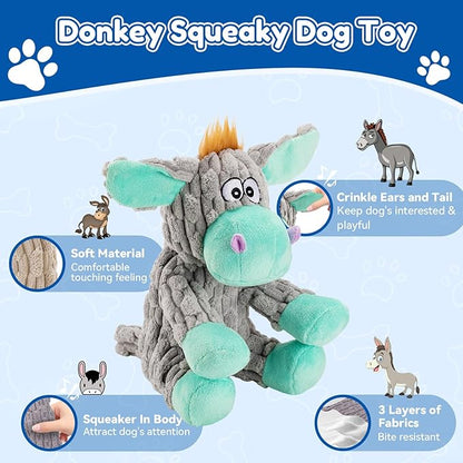 loncoldy Dog Toys, Interactive Dog Squeaky Toys, Tough Crinkle Stuffed Animal Chew Toy for Small, Medium, Large Breeds, Plush Toy to Keep Them Busy, Pet Toys for Dogs