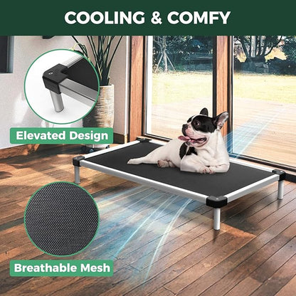 FXW TitanNest Chew-Proof Elevated Dog Bed, Raised Cot for Indoor/Outdoor/Camping Use, Durable & Waterproof Cooling Pet Bed for Toy Dogs, 24.0" L x 20.0" W x 4.1" H, Black
